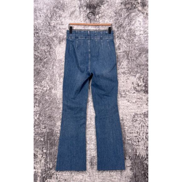 Free People Jeans 29 Womens Jayde High Rise Flare Leg Raw Hem - Picture 2 of 7